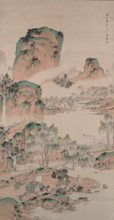 Paysage printanier dans le style bleu-vert - Uragami Shunkin