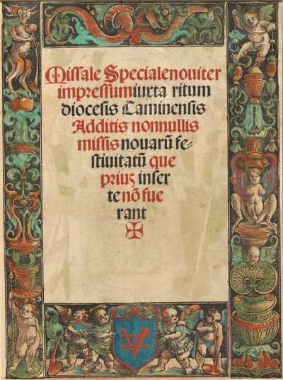 Page de titre pour un missel, avec bordure de satyre et putti [verso] - Urs Graf I