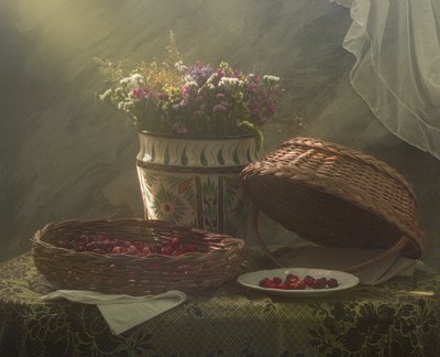Nature morte au cerisier rustique - UstinaGreen