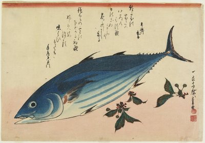 Bonito et feuilles de cerisier, 1832-1833 - Utagawa Hiroshige