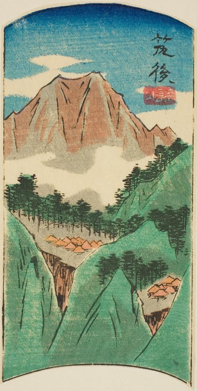 Chikugo, section de la feuille n° 17 de la série "Images découpées des provinces (Kunizukushi harimaze zue)" - Utagawa Hiroshige