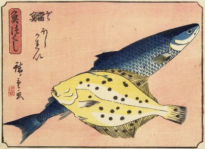 Morue et flétan, 1830-1844 - Utagawa Hiroshige