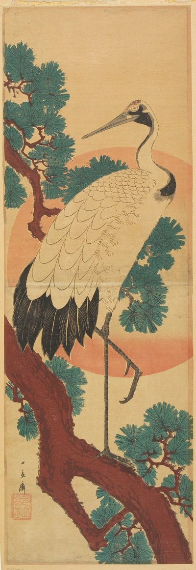 Kranich, Kiefer und Sonne - Utagawa Hiroshige