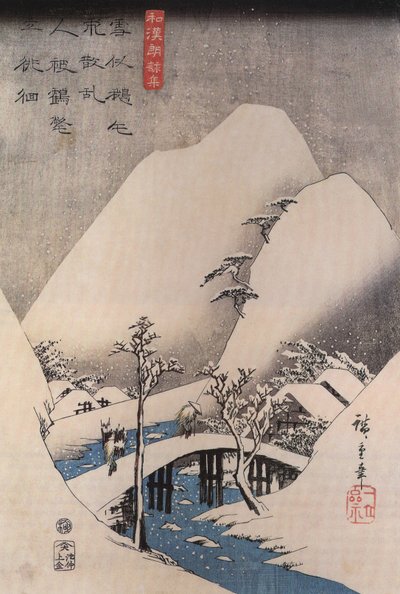Hiroshige, Un pont dans un paysage enneigé - Utagawa Hiroshige