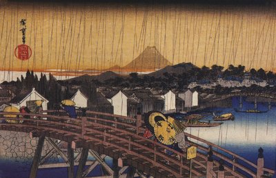 Hiroshige, Un pont sous la pluie - Utagawa Hiroshige