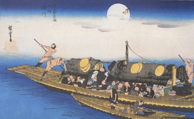 Hiroshige Un ferry sur la rivière - Utagawa Hiroshige