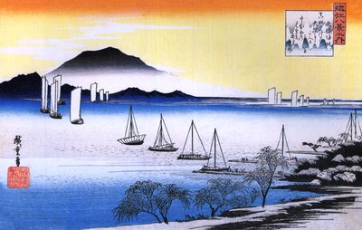 Hiroshige Bateaux sur un lac - Utagawa Hiroshige
