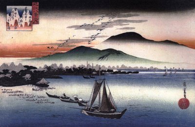 Hiroshige Bateaux de pêche sur un lac - Utagawa Hiroshige