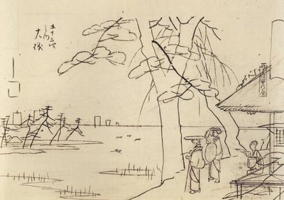 Hiroshige, Personnes surplombant l