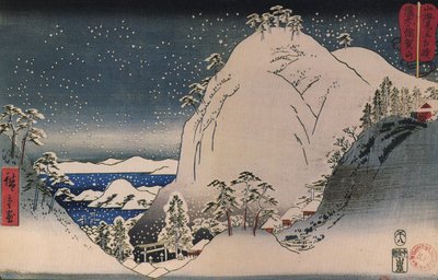Hiroshige, sanctuaires dans les montagnes enneigées - Utagawa Hiroshige