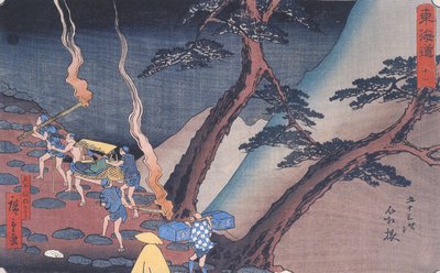 Hiroshige Voyageurs sur un chemin de montagne la nuit 2 - Utagawa Hiroshige