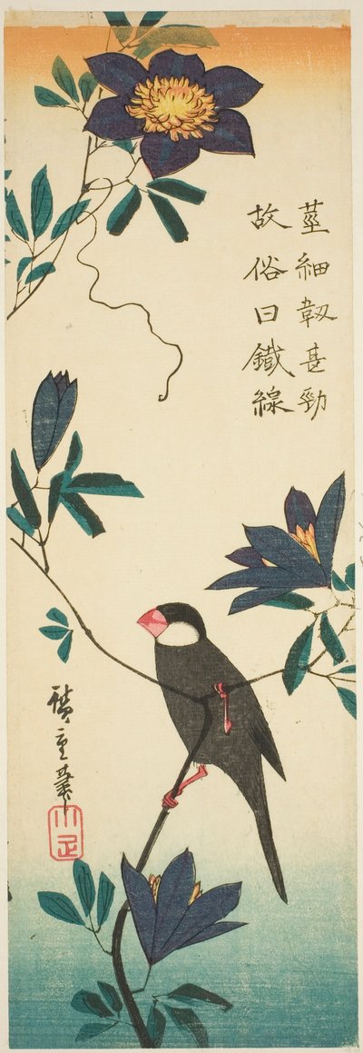 Moineau de Java et clématite - Utagawa Hiroshige