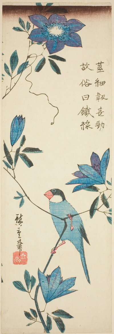 Moineau de Java et clématite - Utagawa Hiroshige