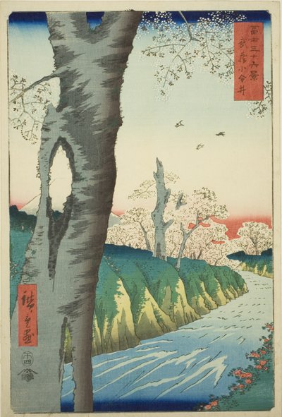 Koganei dans la province de Musashi (Musashi Koganei), de la série "Trente-six vues du mont Fuji (Fuji sanjurokkei)" - Utagawa Hiroshige