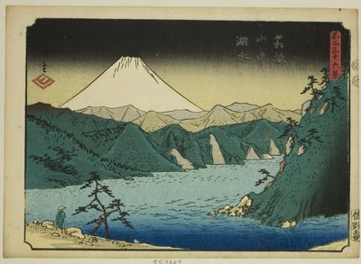 Lac dans les montagnes de Hakone, de la série "Trente-six vues du mont Fuji" - Utagawa Hiroshige