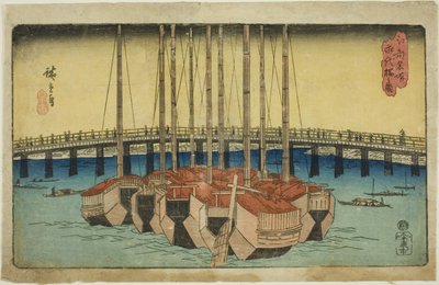 Vue du pont Eitai, de la série "Lieux célèbres d