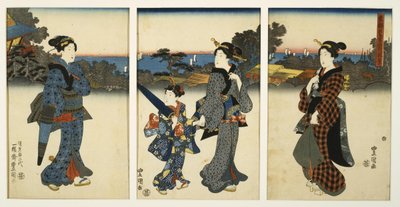 Courtisanes se promenant au bord de la mer - Utagawa Kunisada