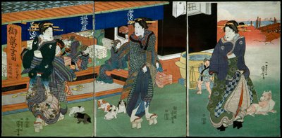 Devant la boutique de confiseries Funabashiya - Utagawa Kuniyoshi