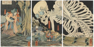 Mitsukuni défiant le spectre squelette invoqué par la princesse Takiyasha - Utagawa Kuniyoshi