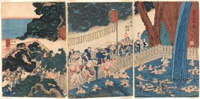 Cascade de Roben au mont Oyama (Oyama Roben no taki) - Utagawa Kuniyoshi
