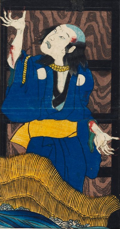 Gravure sur bois - scène de la pièce Yotsu-ya kaidan L