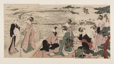 Pique-nique sur le rivage - Utagawa Toyokuni