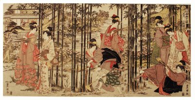 Le cinquième mois, un ensemble de trois (Gogatsu sambukutsui), de la série "Douze mois par les deux pinceaux de Toyohiro et Toyokuni (Toyohiro Toyokuni ryoga juni ko)" - Utagawa Toyokuni I