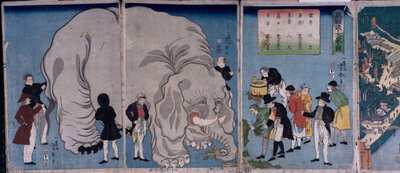 Étrangers avec un éléphant - Utagawa Yoshitora