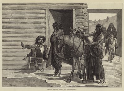 Croquis américains, Indiens dans une cabane de commerçant de peaux - Valentine Walter Lewis Bromley