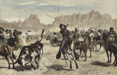 Conduite de bétail dans un corral, Nebraska - Valentine Walter Lewis Bromley