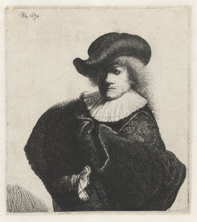 Autoportrait avec un chapeau mou et un manteau à motifs - Van Vliet