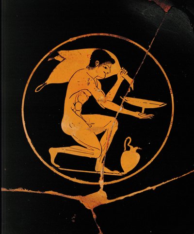 Jeune homme avec une coupe et une outre de vin ... - Vasepainter Skythos