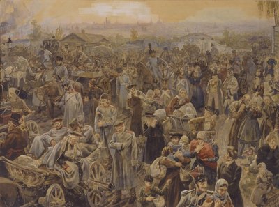 Le retrait des troupes russes de Moscou en 1812, 1907 - Vasili Petrovich Lebedev