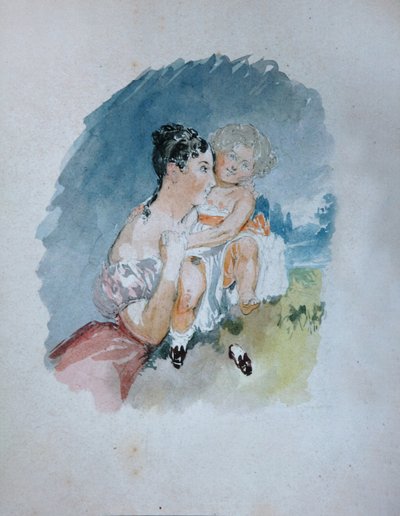 Portrait de la comtesse Stefania zu Sayn-Wittgenstein, née Radziwill 1809-1832 avec sa fille Maria - Vasili Semenovich Sadovnikov