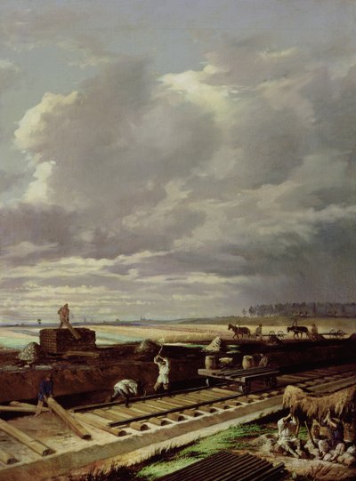 Travaux de construction sur une ligne de chemin de fer, 1871 - Vasili Vladimirovits Pukirev