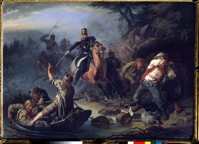 Une escarmouche avec des contrebandiers de Finlande, 1853 - Vasily Grigorievich Khudyakov