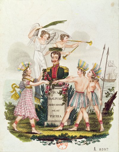 Imagerie populaire exaltant Bolivar, vers 1840 - Venezuelan School