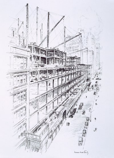 Vue des grues au 8e étage de l