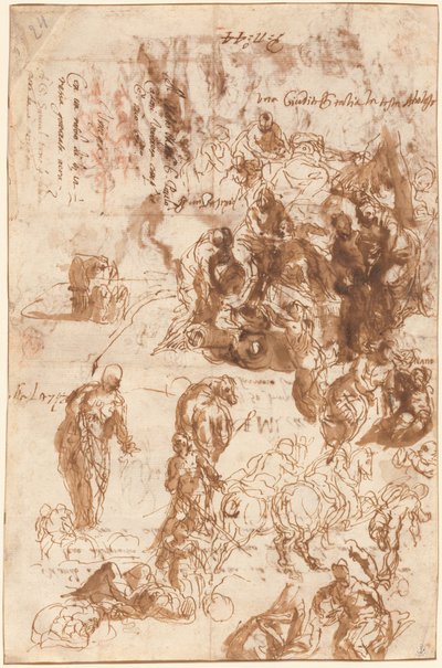 Études pour Judith et Holopherne, David et Goliath, La Découverte de Moïse, et autres (recto) - Veronese