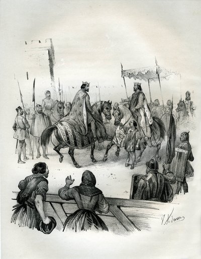 Entrevue en 1023 de Henri II et Robert II le Pieux - Victor Adam
