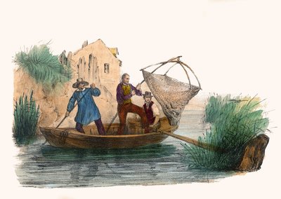 La Pêche. dans « Album Grotesque, Choix de Types Remarquables », illustrations de Victor Adam, Paris, vers 1850. - Victor Adam
