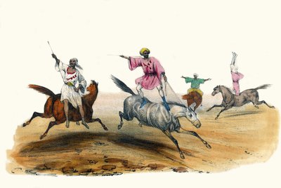 La voltige, par des Bédouins. Dans « Album Grotesque, Choix de Types Remarquables », illustrations par Victor Adam, Paris, vers 1850 - Victor Adam