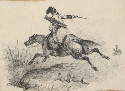Soldat sur un cheval au galop, milieu du 19ème siècle - Victor Adam