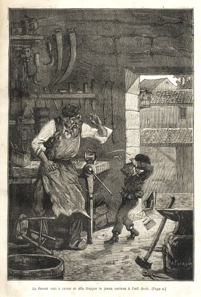Biographie populaire illustrée de Gambetta - Le fleuret vint à casser et alla frapper le jeune curieux dans l