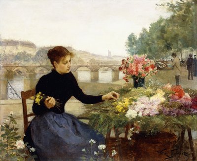 Un marché aux fleurs parisien - Victor Gabriel Gilbert