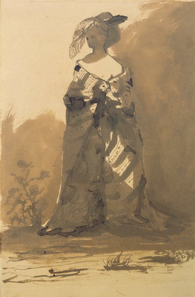 Femme Portant un Manteau et un Chapeau à Plumes - Victor Hugo