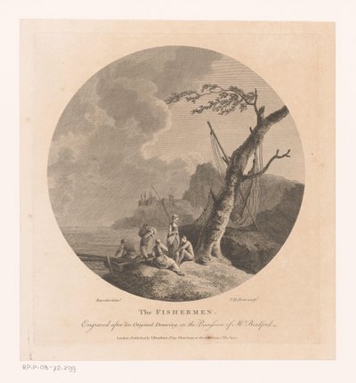 Paysage avec des pêcheurs près d
