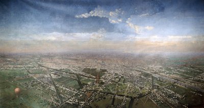 Vue générale de Paris depuis une montgolfière, 1855 - Victor Navlet