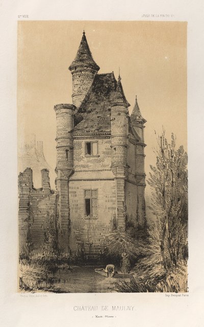 Architecture Pittoresque ou Monuments des XVeme et XVIeme Siecles: Chateaux De France des XV et XVI Siecles: Pl.11, Chateau De Maulny (Haute-Marne) - Victor Petit