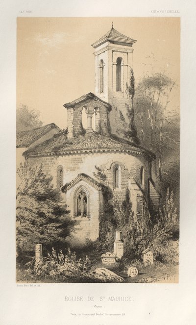 Architecture Pittoresque ou Monuments des XVeme et XVIeme Siecles: Chateaux De France des XV et XVI Siecles: Pl.14, Eglise de St. Maurice (Vienne) - Victor Petit